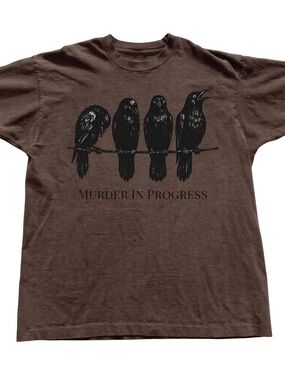 Gildan Brown Short-Sleeve Tee with Black Crow Row Graphic